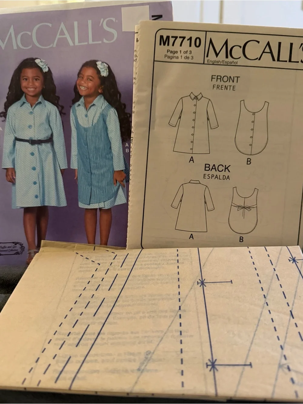 McCall's Pattern M7710 Girl's EASY Shirt Dress UNCUT Sizes 2-3-4-5 NEW